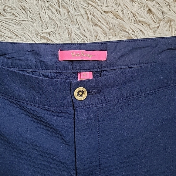Lilly Pulitzer Shorts Buttercup Navy Blue Scallop Hem Size 12 Preppy Quiet Lux - Picture 3 of 11